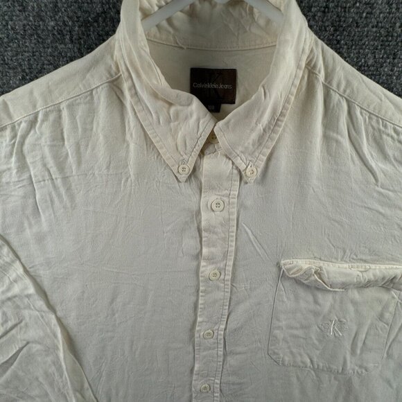 Calvin Klein Other - Calvin Klein Long Sleeve Button Up Shirt Men Size 100 (XL) Ivory Soft Viscose **